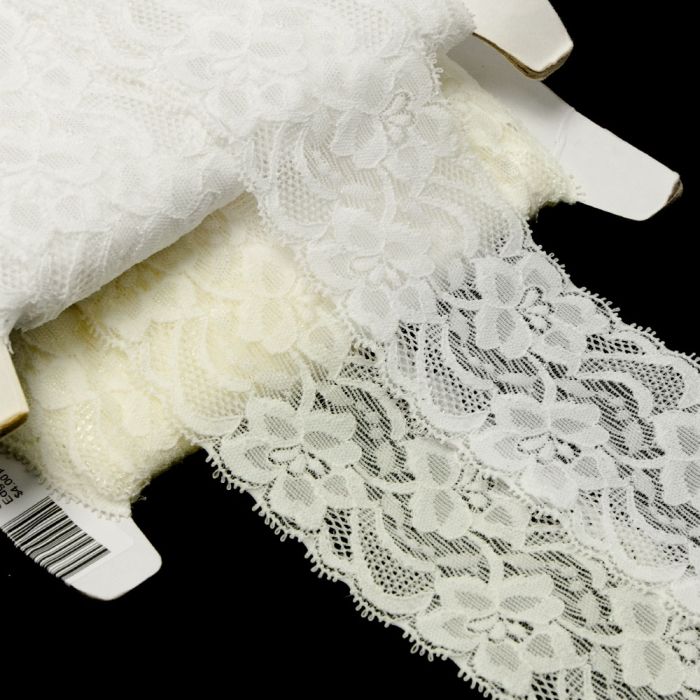 Stretch Lace Trim - Hibiscus Flowers w Scalloped Edging 6cm Style