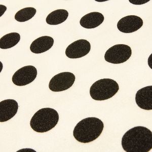 www.houseofadorn.com - Spandex Nylon Lycra 4 Way Stretch Fabric W150cm/190gm - Polka Dots - 15mm - Shiny Finish (Price per 1m) - Black on Ivory