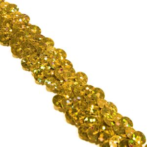 www.houseofadorn.com - Sequin Trim - Two (2) Row Elasticated Stretch Braid (Price per 1m) - Hologram - Gold