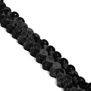 www.houseofadorn.com - Sequin Trim - Two (2) Row Elasticated Stretch Braid (Price per 1m) - Metallic - Black
