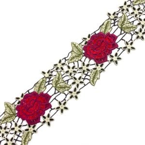 www.houseofadorn.com - Embroidered Trim - Roses &amp; Leaves Applique 9cm Style 7239 (Price per 1m)