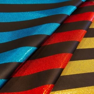 www.houseofadorn.com - Spandex Nylon Lycra 4 Way Stretch Fabric W150cm/200gsm Style 8618 - Fog/Mystique Foil Stripes All Sorts (Price per 1m)