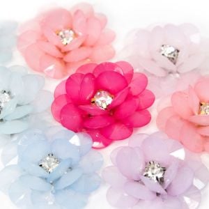 www.houseofadorn.com - Flower Beaded Crystal Rose Bloom Style 8043 (Price per pair)