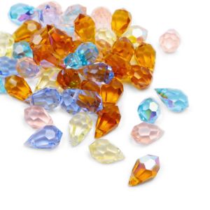 www.houseofadorn.com - Preciosa Glass Crystal Beads - Teardrop Briolette Faceted Pendant Clear 10x6mm (Pack of 3)