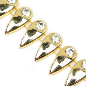 www.houseofadorn.com - Fancy Trim - Embellished Plastic Metallic Teardrops with Diamante Centres 25mm Style 11940 (Price per 1m) - Gold