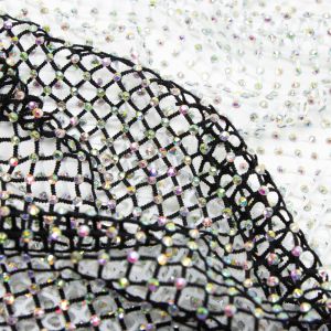 www.houseofadorn.com - Mesh Polyester Spandex 4 Way Stretch Fabric W122cm - Diamante Fishnet (Price per 1m)