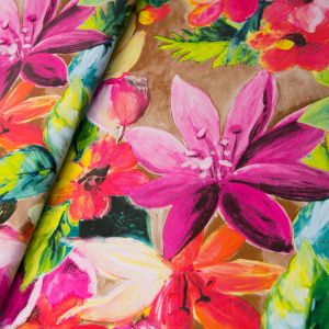 www.houseofadorn.com - Leather Skin - Suede Hide w Tropical Flowers Print Style 8183 (Price for 1.5-2 sq ft)
