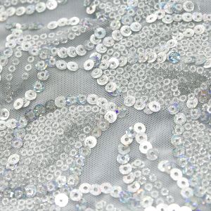 www.houseofadorn.com - Mesh Polyester 4 Way Stretch Fabric W150cm Style 13274 - Sequin Ava (Price per 1m) - Silver