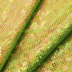 www.houseofadorn.com - Spandex Nylon Lycra 4 Way Stretch Fabric W150cm/190gm - Shattered Glass Hologram Foil Finish (Price per 1m) - Gold on Lime (Limited)