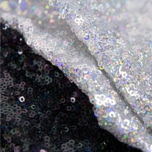 www.houseofadorn.com - Sequin Hologram Mesh 4 Way Stretch Fabric  - Graphite (Price per 1m)