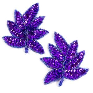 www.houseofadorn.com - Motif Sequin & Beaded Hickory Leaf  (Price per pair) - Purple