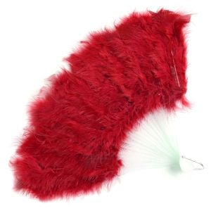 www.houseofadorn.com - Fan Feather Marabou Hand Fans Medium 25cm - Red