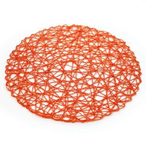 www.houseofadorn.com - Paper Woven Flat Round Mat Base - Open Web 38cm/15" - Orange