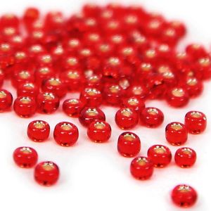 www.houseofadorn.com - Seed Beads - Glass Round Silver Lined Size 8/0 3mm (Price per 50g) - Red