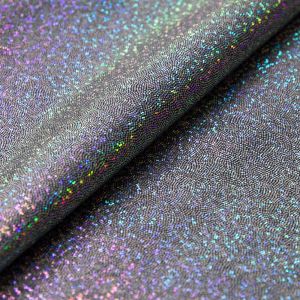 www.houseofadorn.com - Spandex Nylon Lycra 4 Way Stretch Fabric W150cm/200gsm - Fog/Mystique Hologram Sparkly Jewels (Price per 1m) - Silver on Black (Limited)