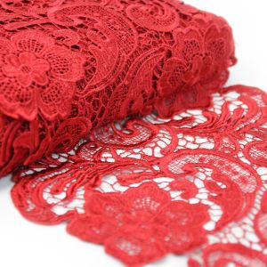 www.houseofadorn.com - Lace Guipure Trim with Floral Swirls 28cm Style 2243 (Price per 1m) - Red