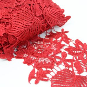 www.houseofadorn.com - Lace Guipure Trim with Roses &amp; Leaves 18cm Style 2246 (Price per 1m) - Red