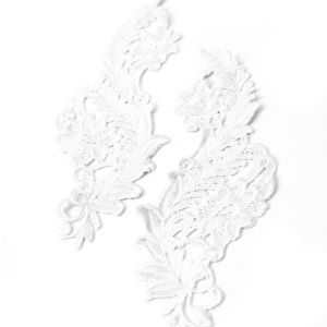 www.houseofadorn.com - Motif Lace Guipure Floral Vine Applique 25cm Style 6514 (Price per pair) - White