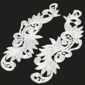 www.houseofadorn.com - Motif Lace Guipure Royal Swirl Applique 27.5cm Style 6493 (Price per pair) - White
