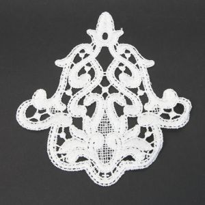 www.houseofadorn.com - Motif Lace Guipure Oriental Emblem Applique 14cm Style 6520 - White