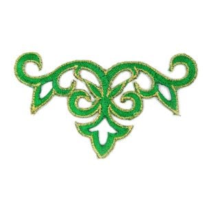 www.houseofadorn.com - Motif Iron-On Embroidered Royal Swirl Applique 9.5cm Style 6427 - Emerald Green
