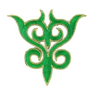 www.houseofadorn.com - Motif Iron-On Embroidered Royal Swirl Applique 10.5cm Style 6467 - Emerald Green