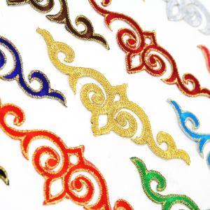 www.houseofadorn.com - Motif Iron-On Embroidered Royal Swirl Applique 13.5cm Style 6440