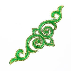 www.houseofadorn.com - Motif Iron-On Embroidered Royal Swirl Applique 13.5cm Style 6440 - Emerald Green
