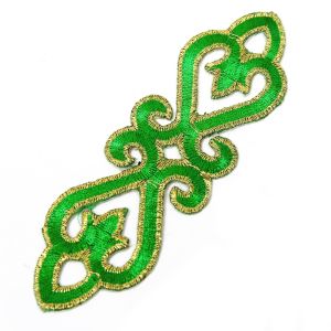 www.houseofadorn.com - Motif Iron-On Embroidered Royal Swirl Applique 13cm Style 6454 - Emerald Green