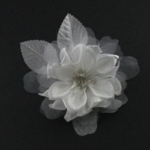www.houseofadorn.com - Flower Pure Silk & Organza Dahlia - White