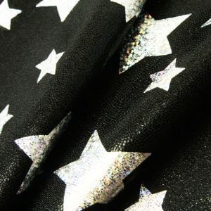 www.houseofadorn.com - Spandex Nylon Lycra 4 Way Stretch Fabric W150cm/190gm - Stars Hologram &amp; Fog Foil Finish (Price per 1m) - Black