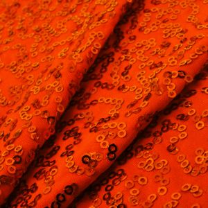 www.houseofadorn.com - Spandex Nylon Lycra 4 Way Stretch Fabric W150cm/190gm - Bedazzled/Zsa Zsa w Sequins (Price per 1m) - Orange