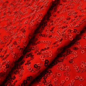 www.houseofadorn.com - Spandex Nylon Lycra 4 Way Stretch Fabric W150cm/190gm - Bedazzled/Zsa Zsa w Sequins (Price per 1m) - Red