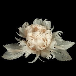 www.houseofadorn.com - Flower Feather Peony w Crinkle Cut Leaves (X-Large) - Blush