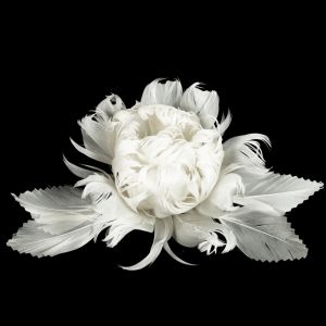 www.houseofadorn.com - Flower Feather Peony w Crinkle Cut Leaves (X-Large) - White