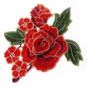 www.houseofadorn.com - Motif Embroidered Rose Bloom 3D Flower Applique 15cm Style 7233