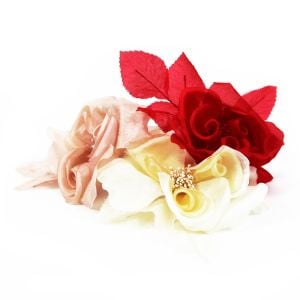 www.houseofadorn.com - Flower Silk Folded Flat Open Rose w Stamens