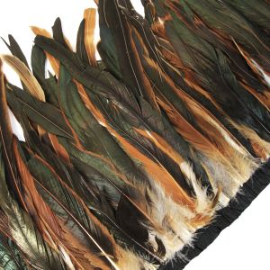 www.houseofadorn.com - Feather Rooster Coque Tail on Fringe 20-30cm (Price per 10cm) - Natural Bronze Oilslick / Iridescent
