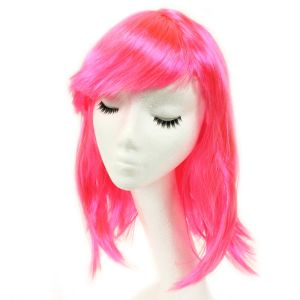 www.houseofadorn.com - Wigs Costume - Women Medium Length Premium Quality - Fluro Pink