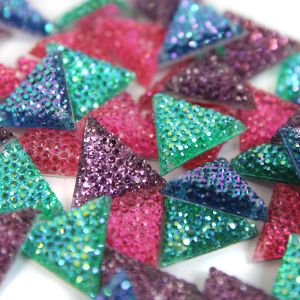 www.houseofadorn.com - Rhinestone - Diamante Studded Acrylic Resin - Triangle Flat Back 16mm/2 holes (Pack of 12)