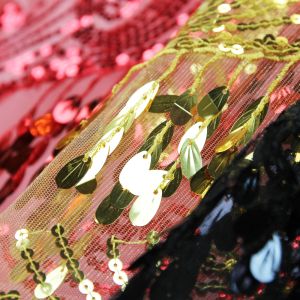 www.houseofadorn.com - Sequin Fabric - Bella Hanging Oval Sequins w Scalloped Edging Mesh Net W140cm Style 5188 (Price per 1m) *Slight Faults*