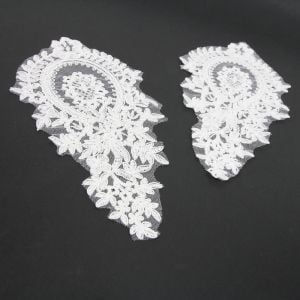 www.houseofadorn.com - Motif Lace Alencon Inspired Rayon Applique 22cm Bouquet Style 5166 (Price per pair)