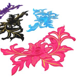 www.houseofadorn.com - Motif Iron-On Embroidered Madame Rose Flower Applique Style 4990 24cm