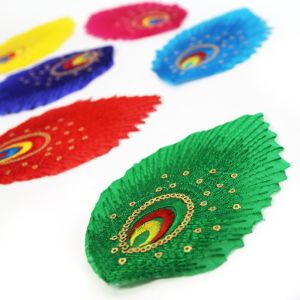 www.houseofadorn.com - Motif Iron-On Embroidered & Sequin Peacock Eye Applique Style 4994 12cm (Pack of 5)