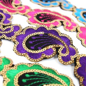 www.houseofadorn.com - Sequin Trim - Iron-On Embroidered Paisley 4.5cm Style 5111 (Price per 1.2m length)