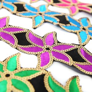 www.houseofadorn.com - Sequin Trim - Iron-On Embroidered Lily 6cm Style 5109 (Price per 1.2m length)