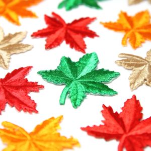 www.houseofadorn.com - Motif Iron-On Embroidered Maple Leaf Applique Style 4992 4.5cm (Pack of 10)