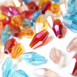 www.houseofadorn.com - Glass Crystal Beads - Long Bicone Faceted Clear 6x12mm (Pack of 24)