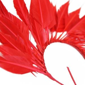 www.houseofadorn.com - Feather Diamond Tail Coque Spray Wire Mount - Red