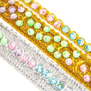 www.houseofadorn.com - Beaded Trim - Lurex Trim with Sequins &amp; Seed Beads Style 9875 (Price per 1m)